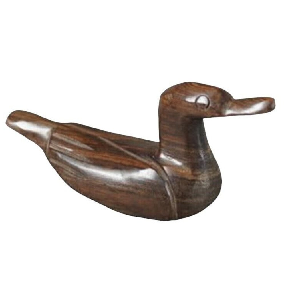 Small Duck Figure, Smooth Dark Wood, Nicely Detailed 5 Inch‎ Long